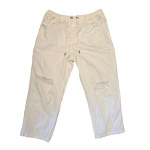 Aerie‎ White Distressed Drawcord Lightweight Pants XXL Tall